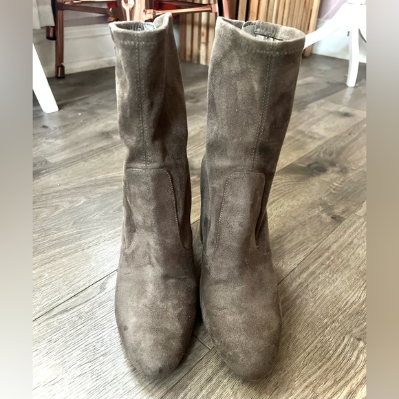 Ivanka Trump Taupe Suede Heeled Boots - Picture 2 of 8